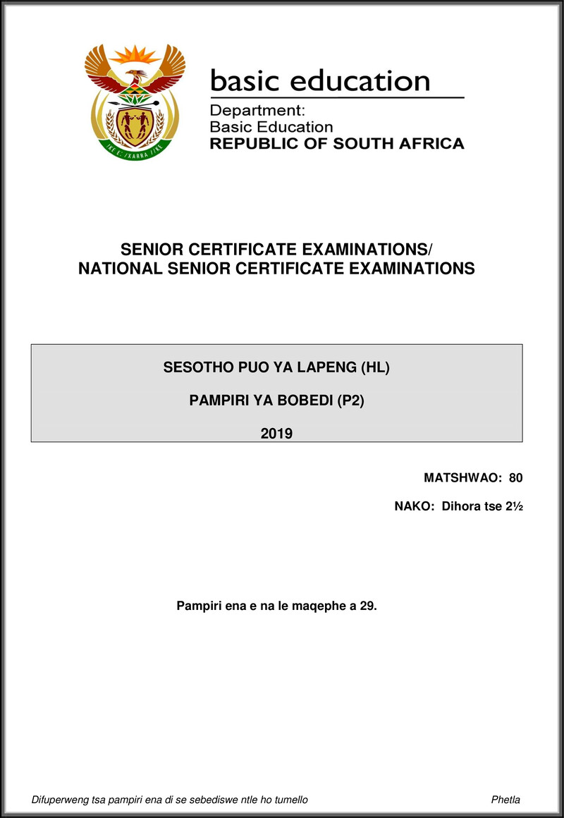Grade 12 Sesotho past paper 2019 – sesotho hl p2 may june 2019 gr12