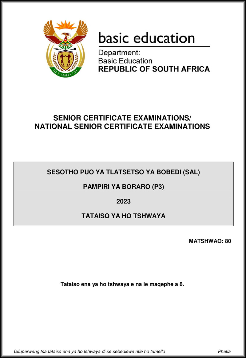 Sesotho Sal P3 May June 2023 Mg Gr12