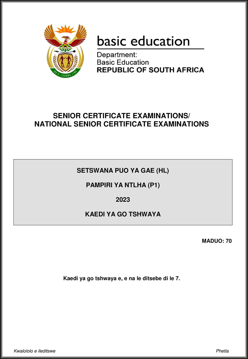 Setswana Hl P1 May June 2023 Mg Gr12