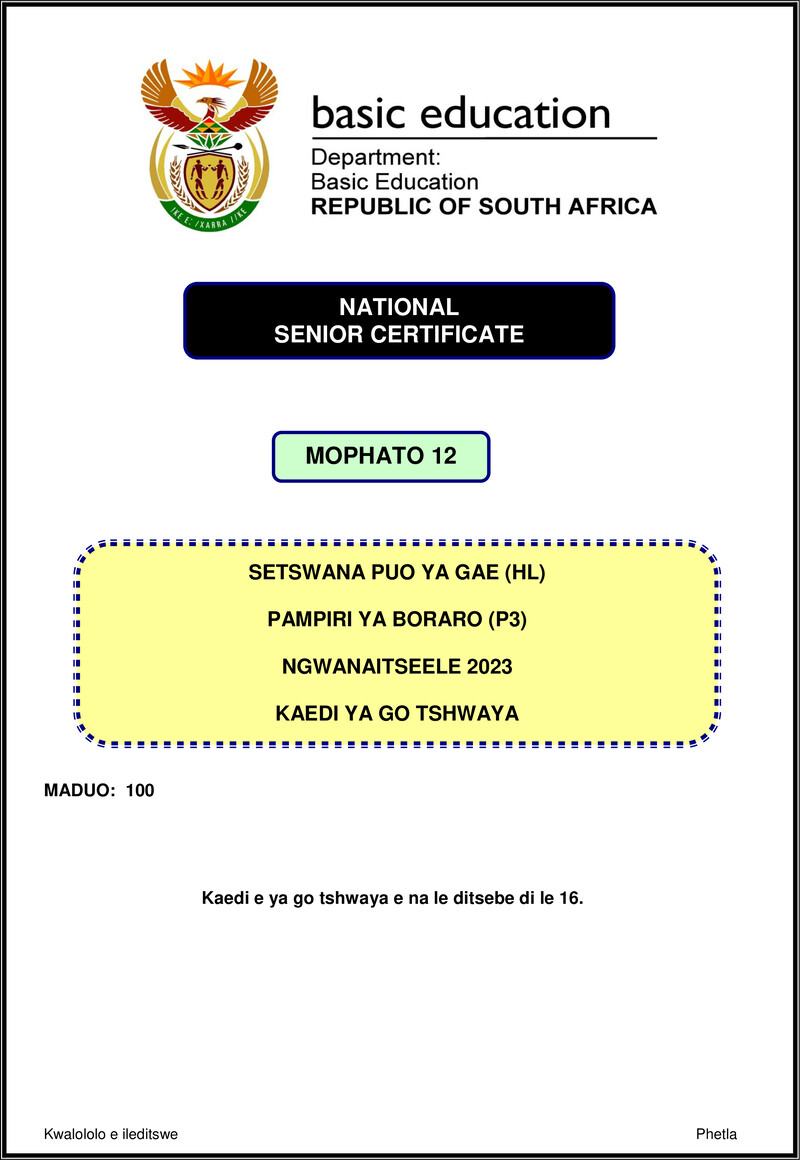 Setswana Hl P3 Nov 2023 Mg Gr12
