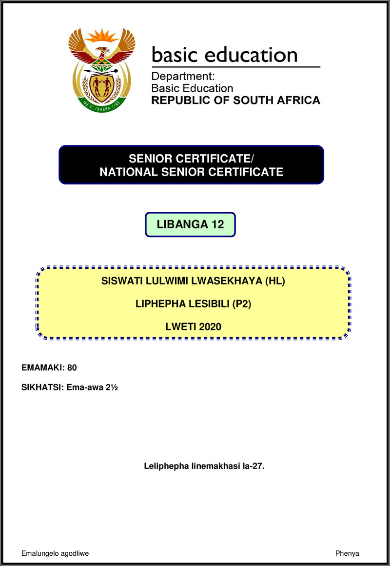 Siswati Hl P2 Nov 2020 Gr12