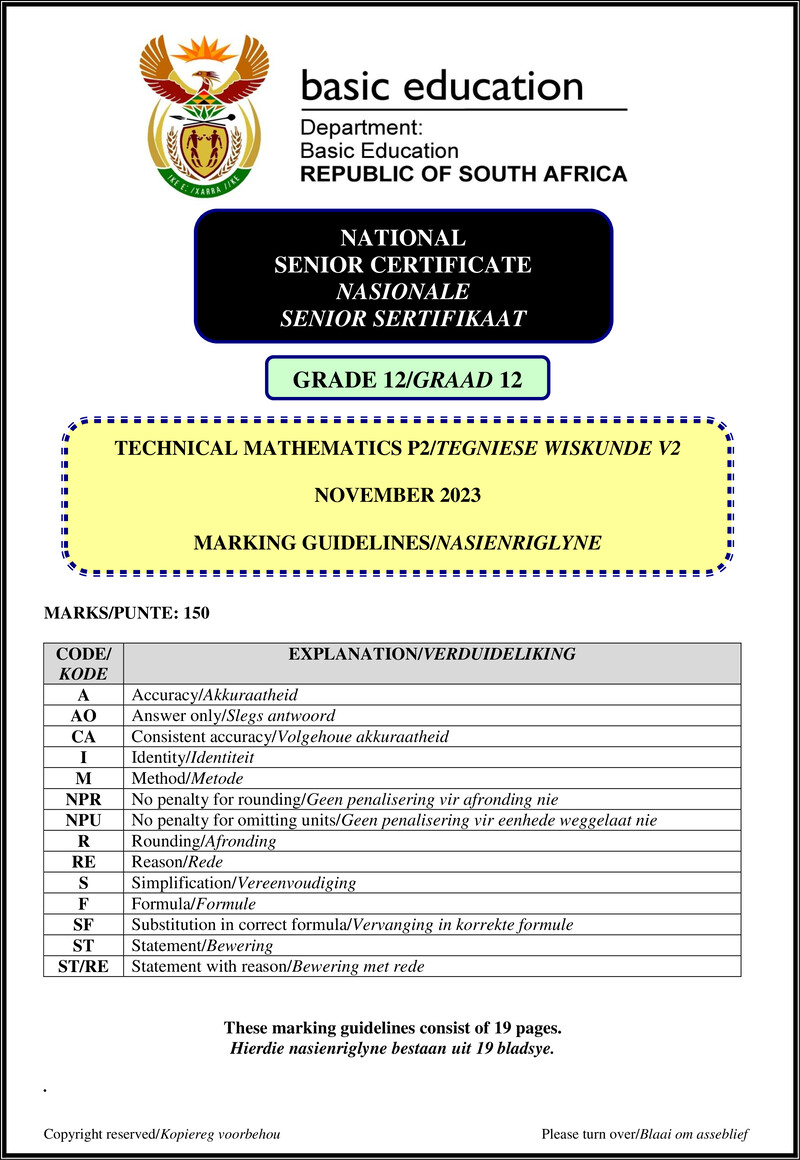 Technical Mathematics P2 Nov 2023 Mg Afr Eng Gr12