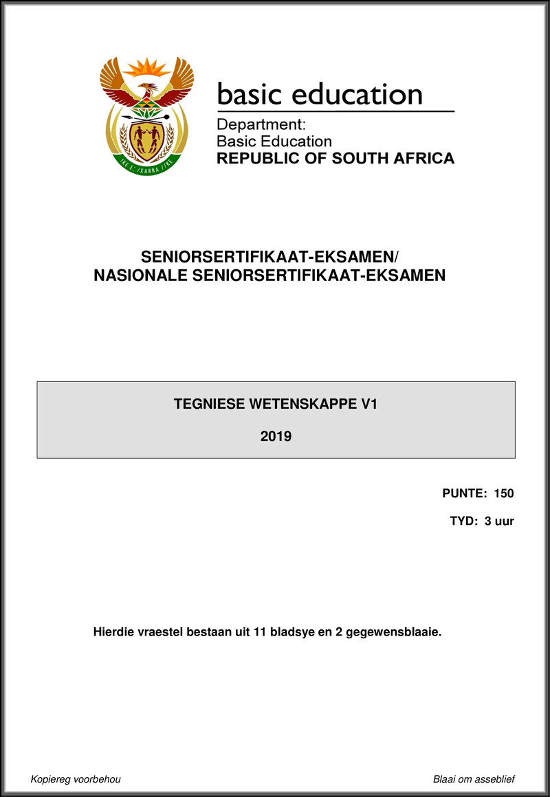 Technical Sciences P1 May June 2019 Afr Gr12