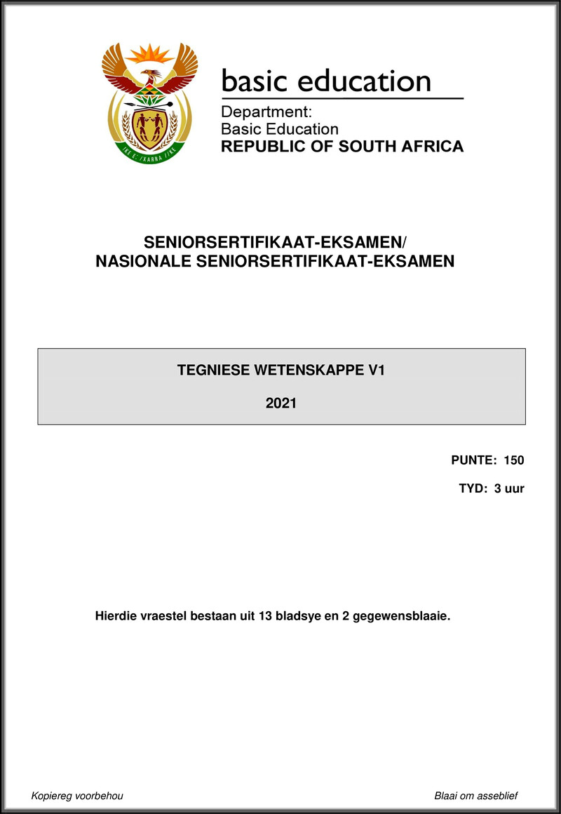 Technical Sciences P1 May June 2021 Afr Gr12