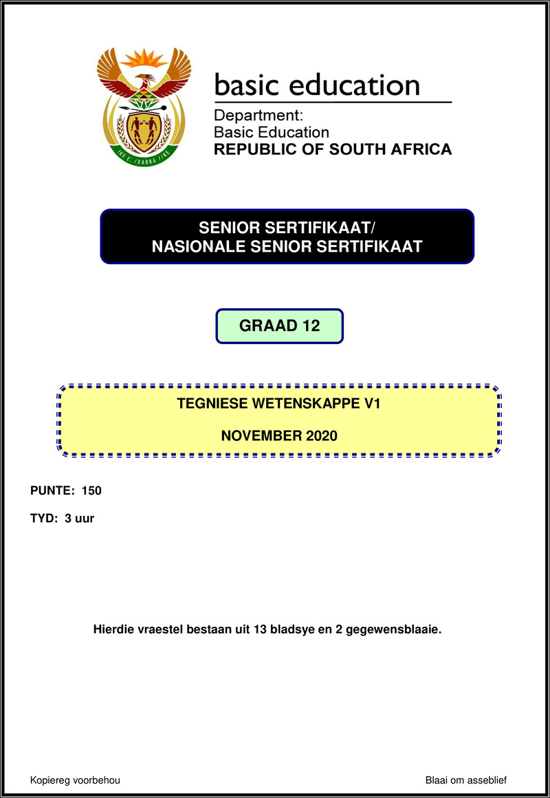 Technical Sciences P1 Nov 2020 Afr Gr12