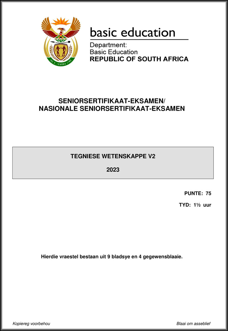 Technical Sciences P2 May June 2023 Afr Gr12