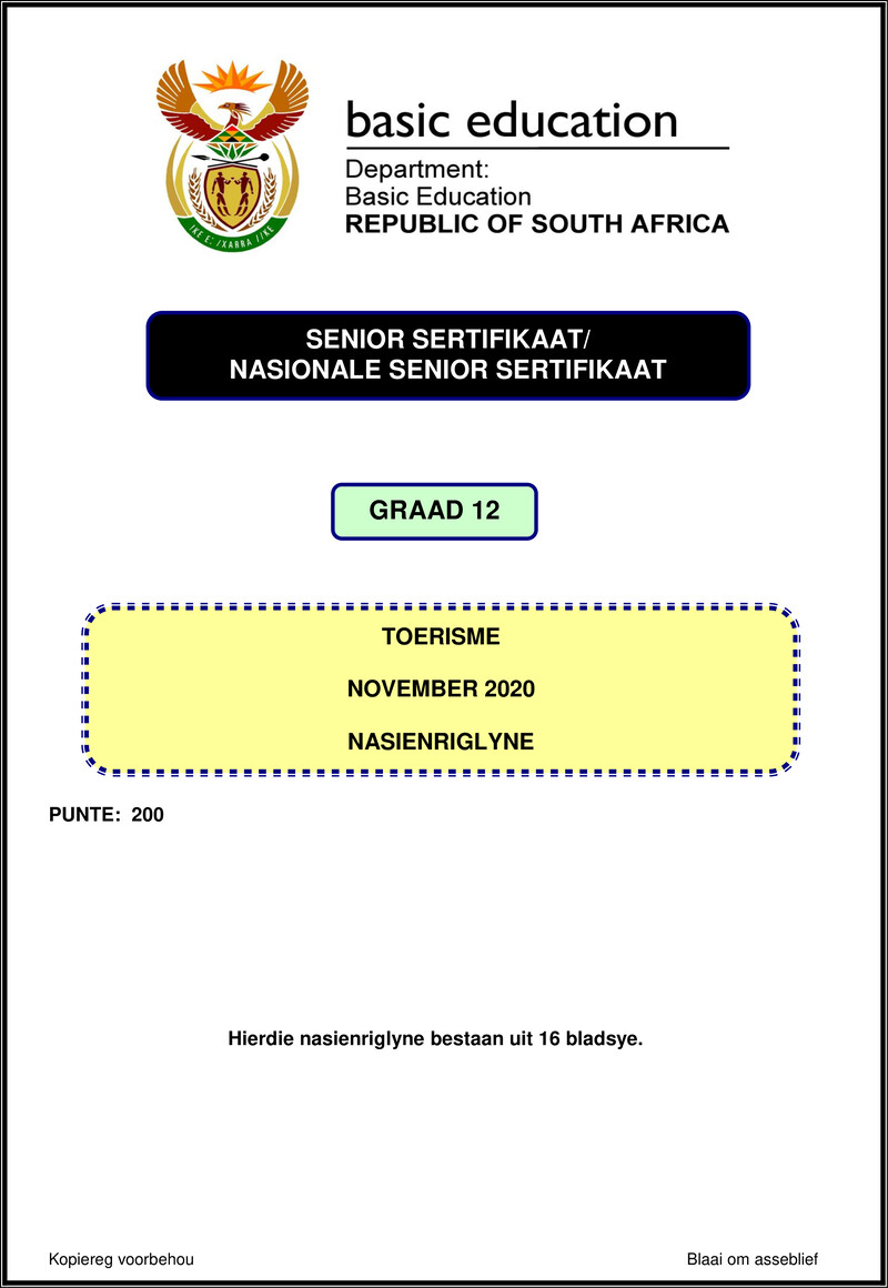 Tourism Nov 2020 Memo Afr Gr12