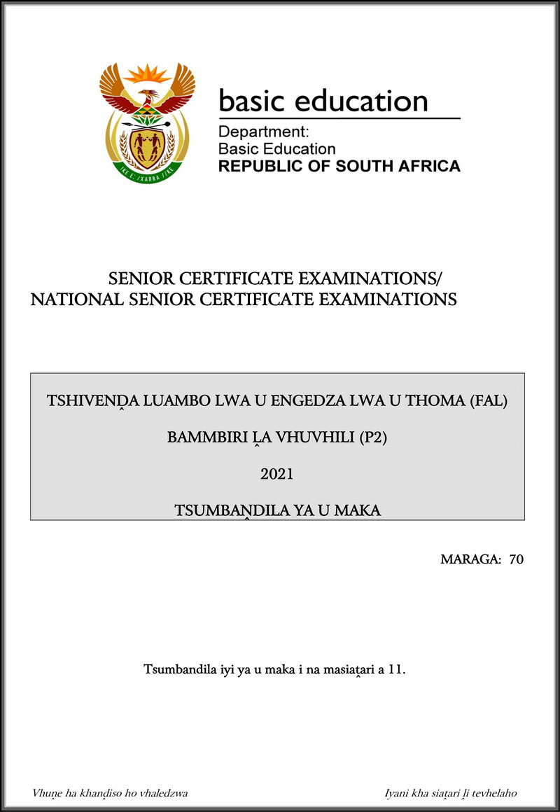 Tshivenda Fal P2 May June 2021 Mg Gr12