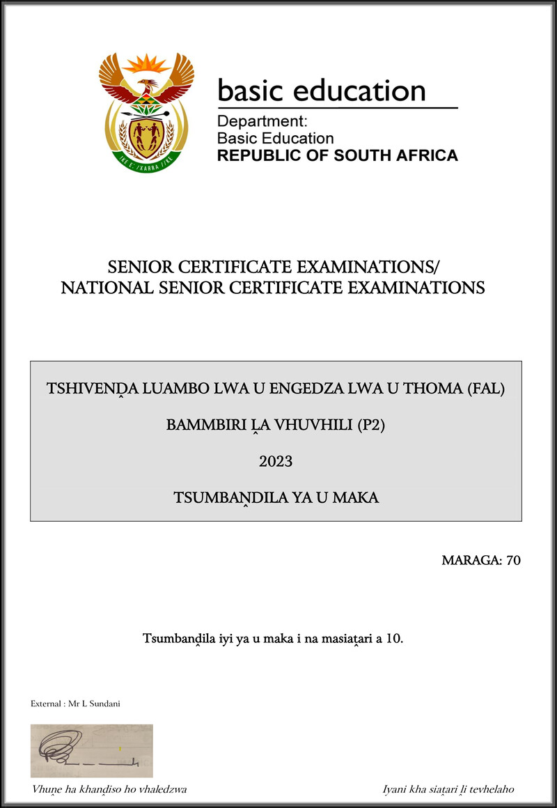 Tshivenda Fal P2 May June 2023 Mg Gr12