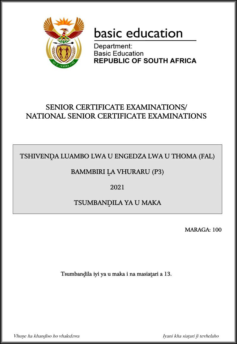 Tshivenda Fal P3 May June 2021 Mg Gr12