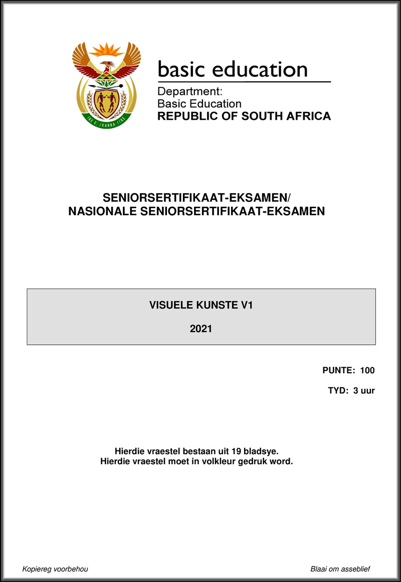 Visual Arts P1 May June 2021 Afr Gr12