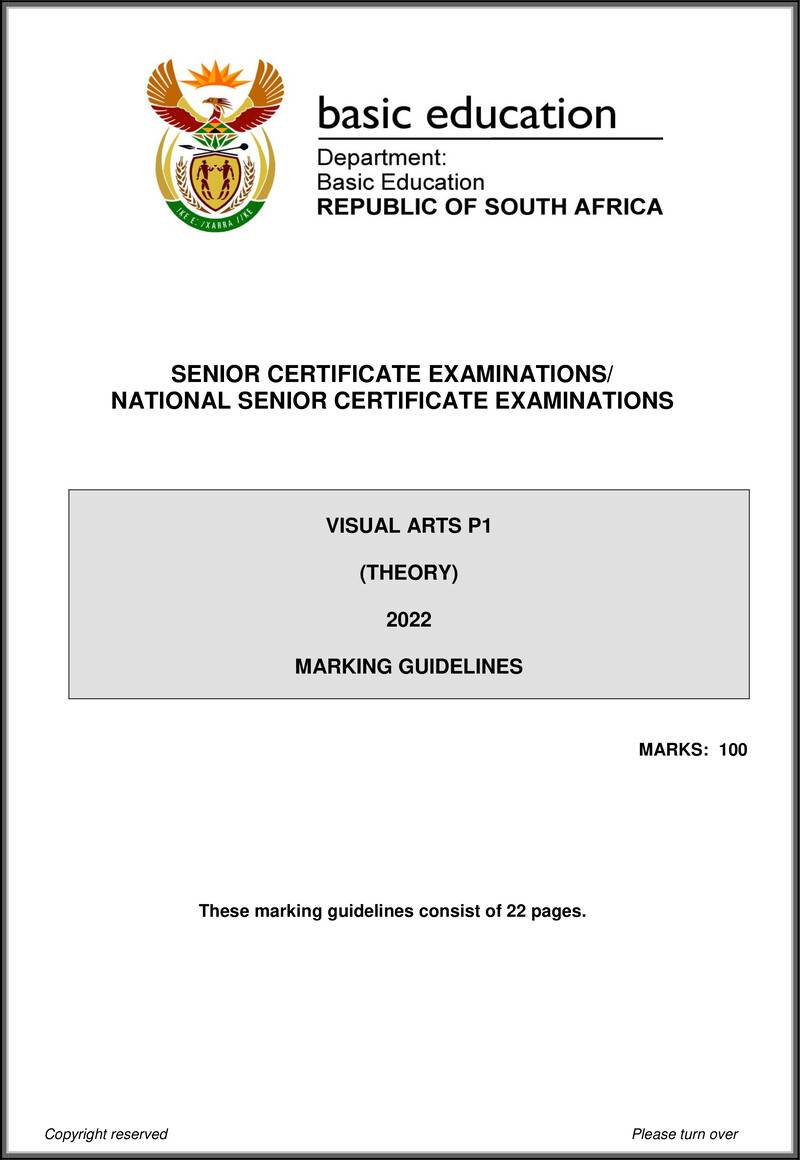Visual Arts P1 May June 2022 Mg Eng Gr12