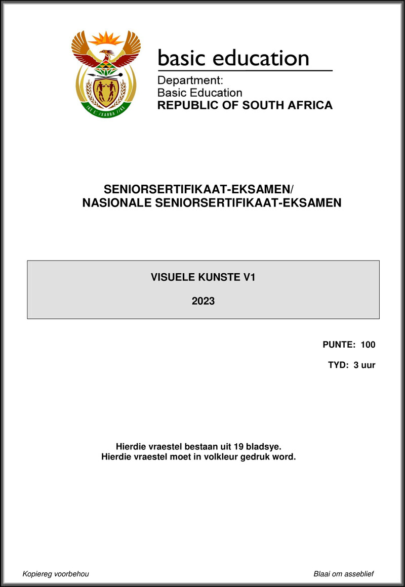 Visual Arts P1 May June 2023 Afr Gr12