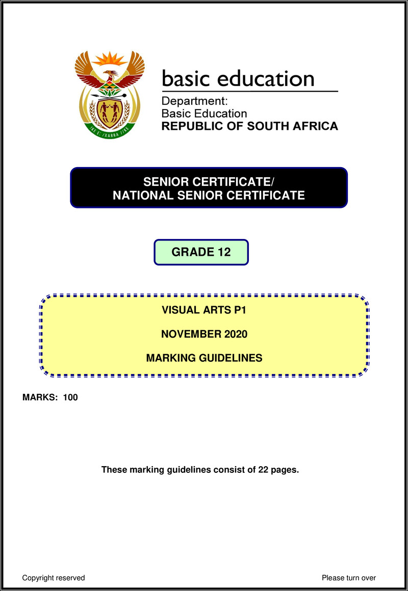 Visual Arts P1 Nov 2020 Memo Eng Gr12