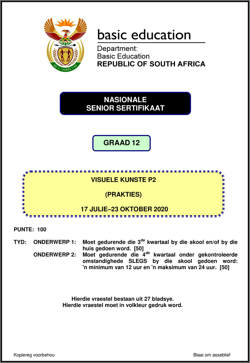 Visual Arts P2 Nov 2020 Afr Gr12