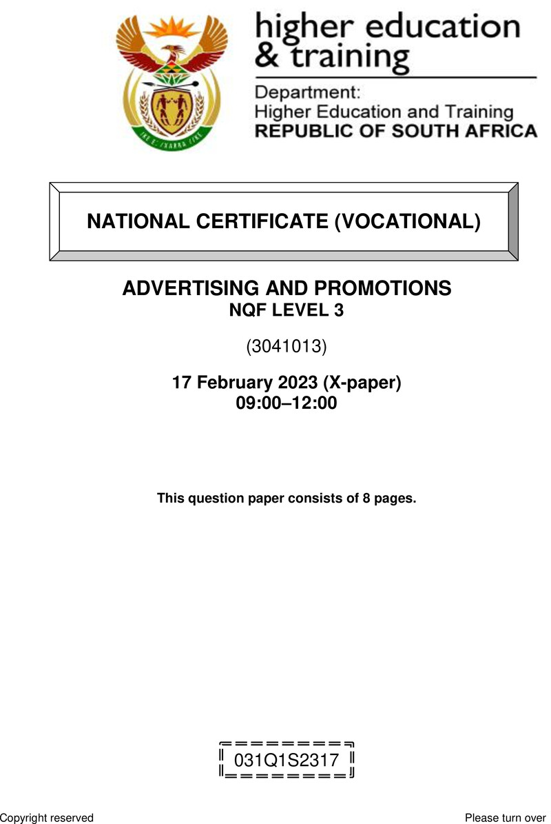 Nc30 Advertising And Promotions L3 QP Supp Feb 2023