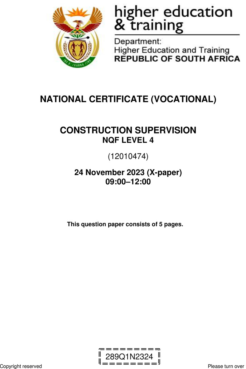 Nc620 Construction Supervision L4 Nov QP 2023 Signed Off