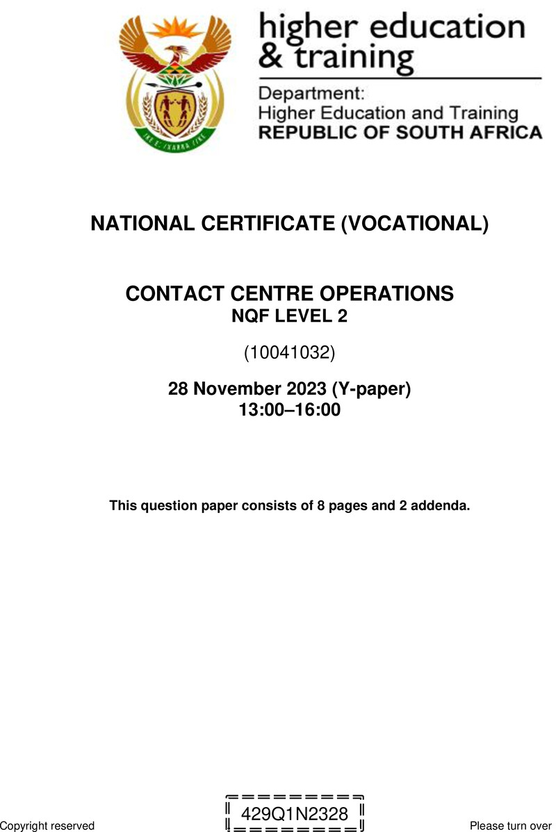 Nc660 Contact Centre Operations L2 QP Nov 2023 Edited Gerber