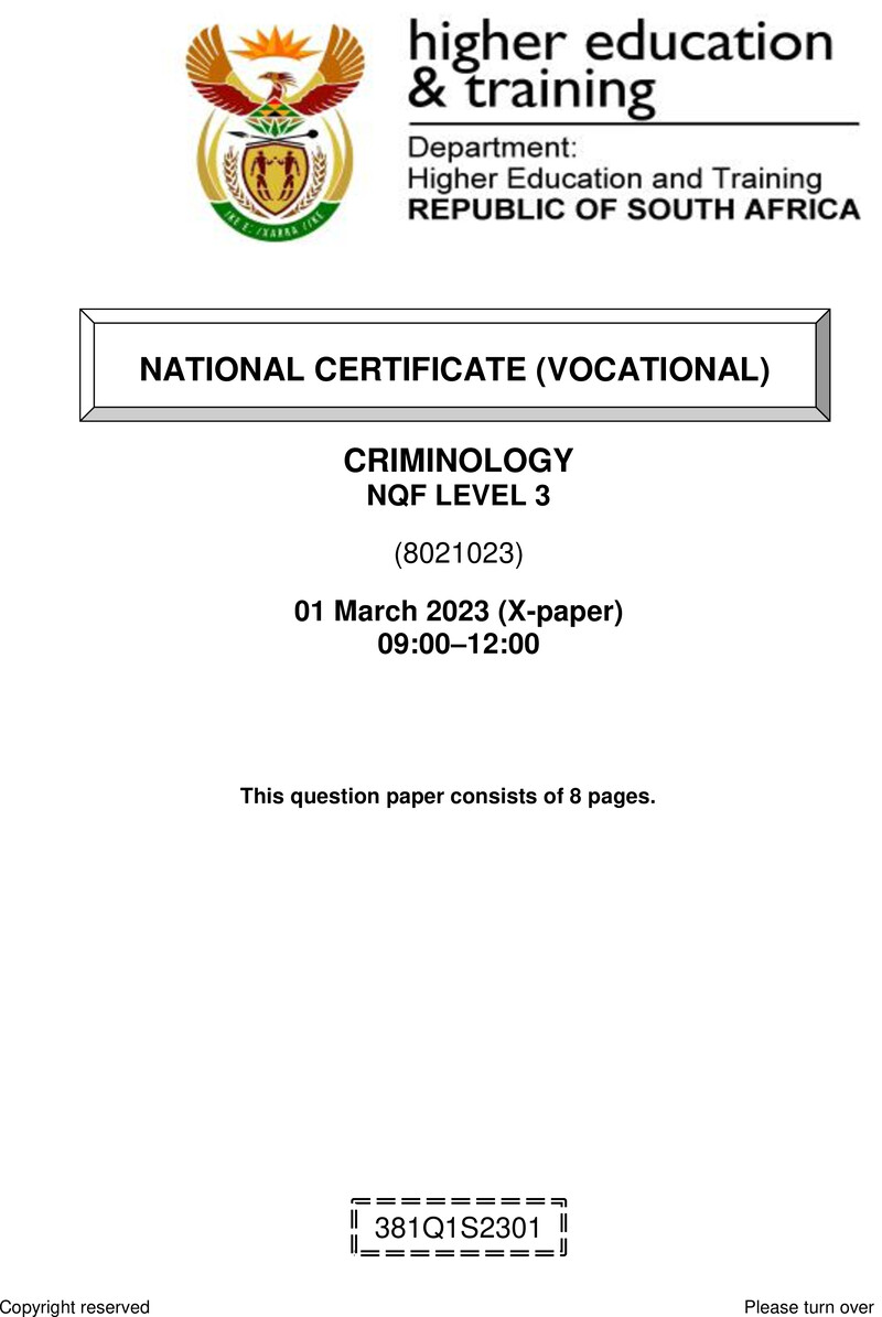 Nc730 Criminology L3 QP Feb 2023 Signed Off