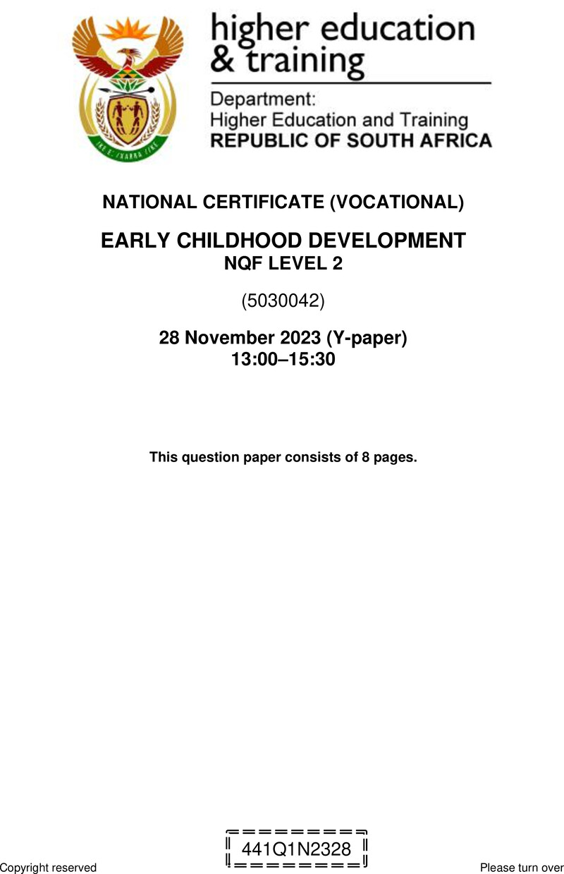 Nc820 Early Childhood Deveolpment L2 QP Nov 2023