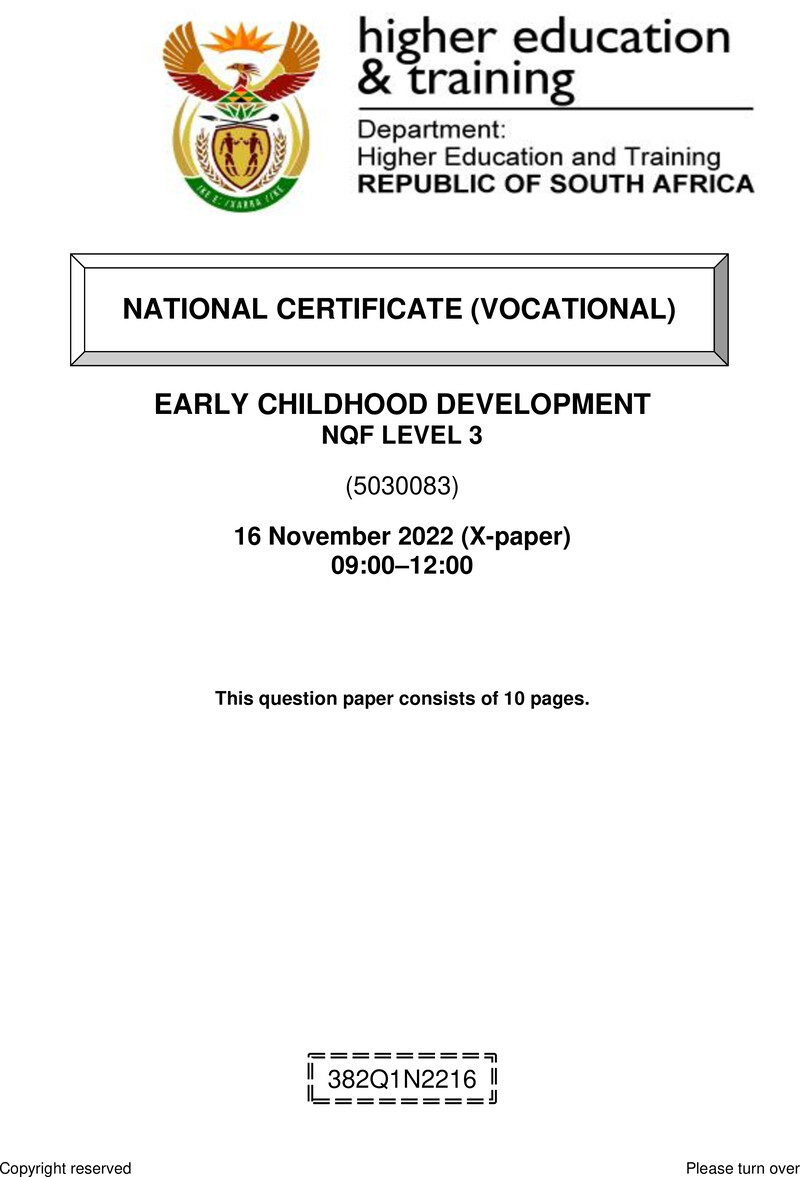 Nc830 Early Childhood Development L3 QP Nov 2022