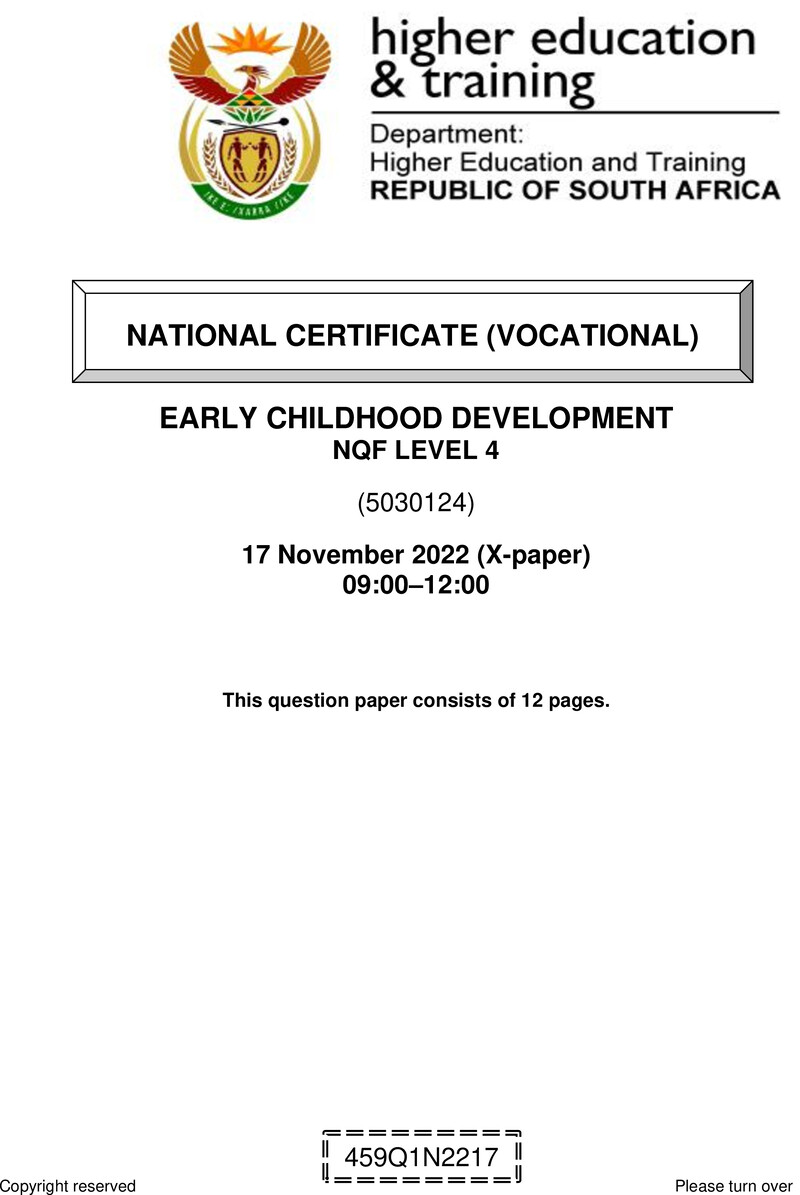Early Childhood Development L4 QP Nov 2022 preview