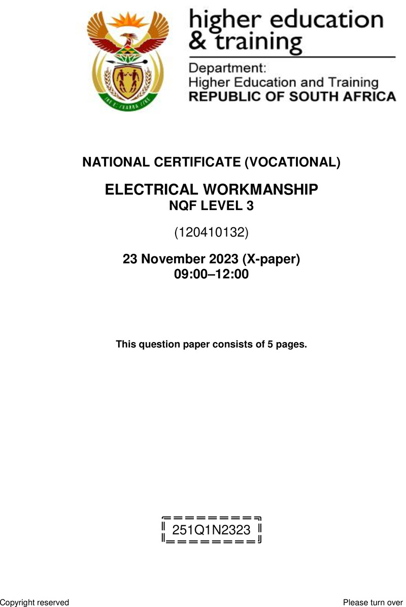 Nc940 Electrical Workmanship L3 QP Nov 2023 Ed 2