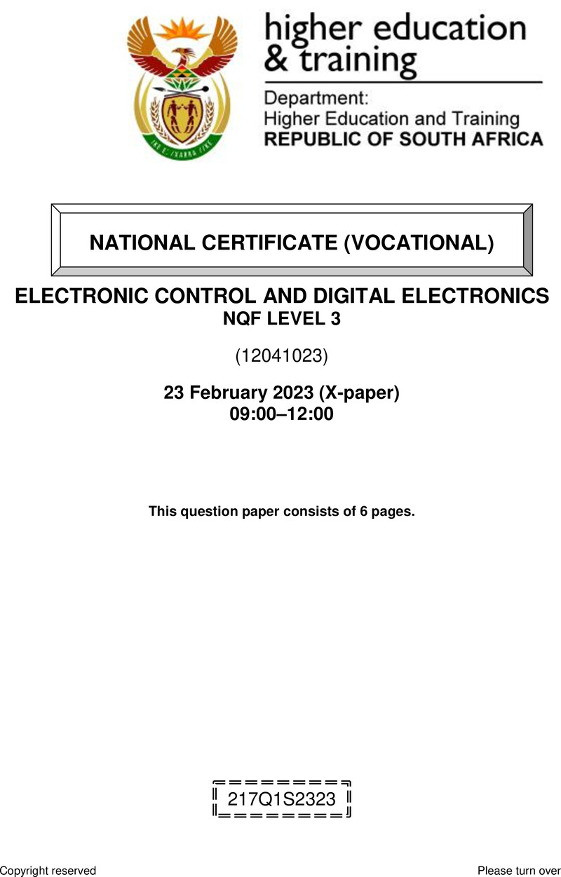 Nc970 Electronic Control And Digital Electronics L3 QP Feb 2023