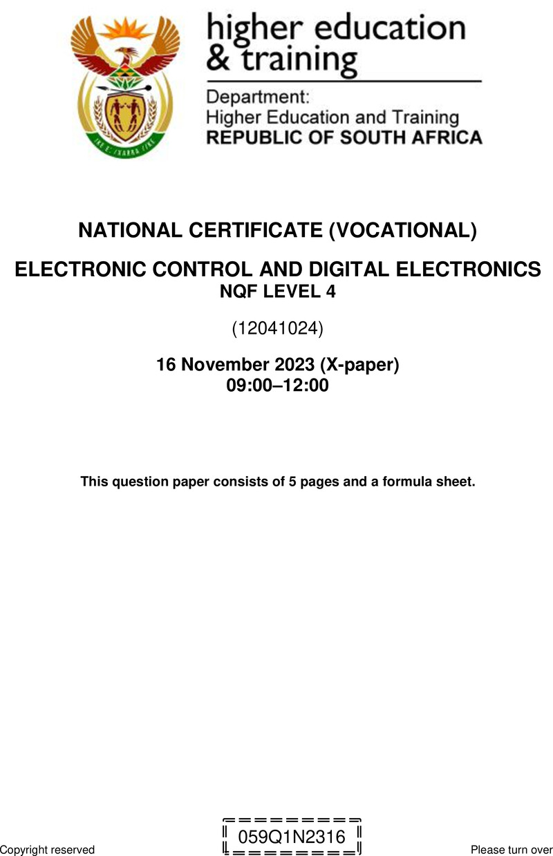 Nc980 Electronic Control And Digital Electronics L4 QP Nov 2023 Signed Off