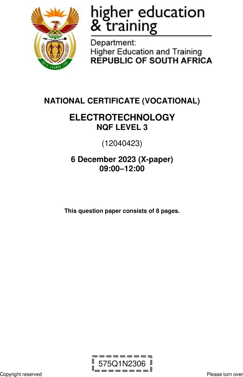 Nc1010 Electrotechnology L3 QP Nov 2023 Signed Off