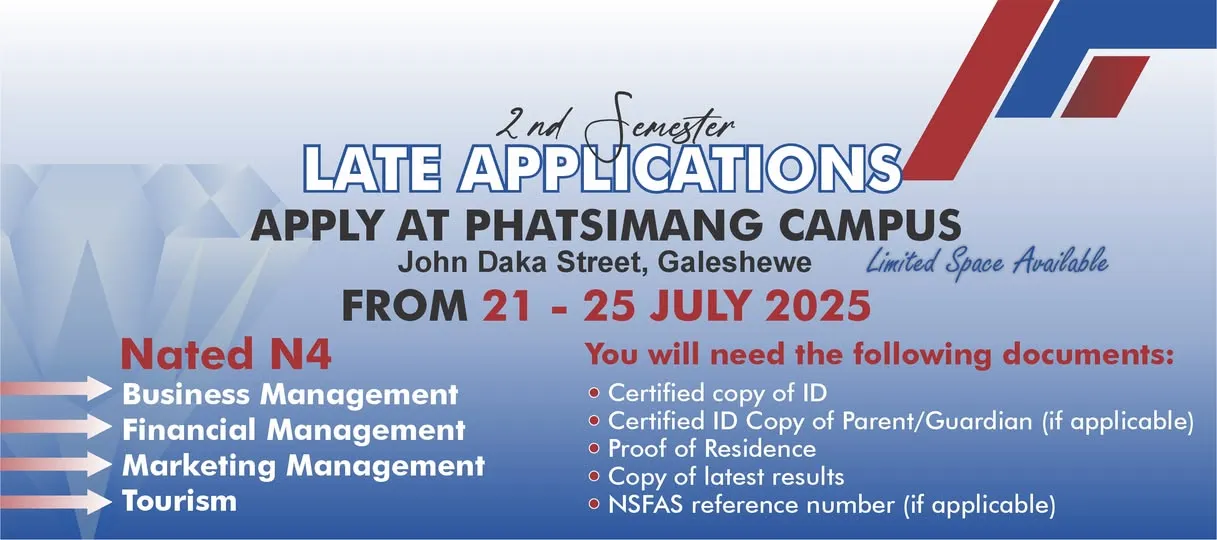 Late Applications Now Open for 2nd Semester 2025 at Phatsimang Campus