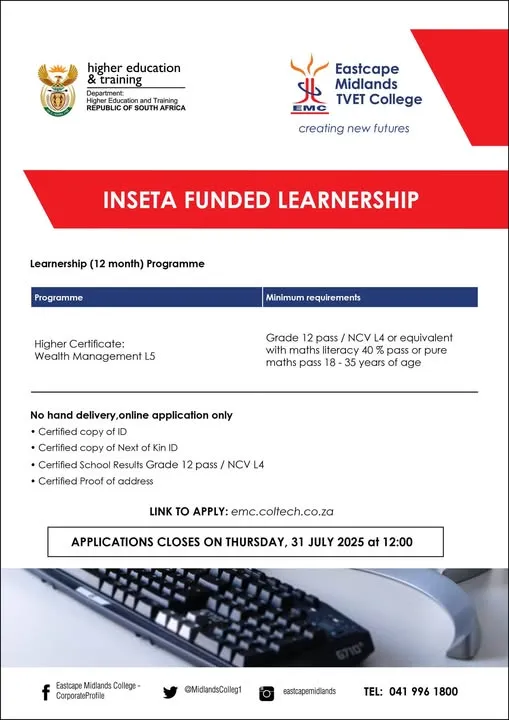 INSETA Funded Learnership: Wealth Management (NQF Level 5)
