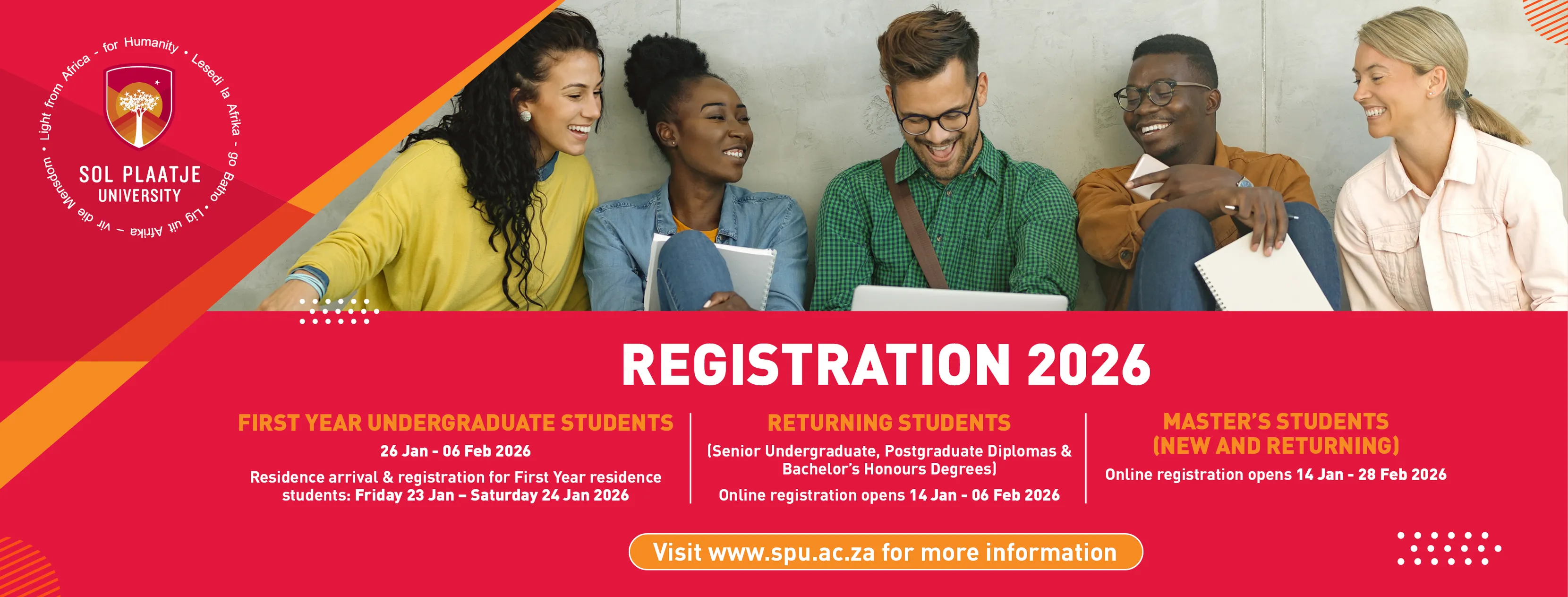 SOL PLAATJE UNIVERSITY – 2026 REGISTRATION DETAILS